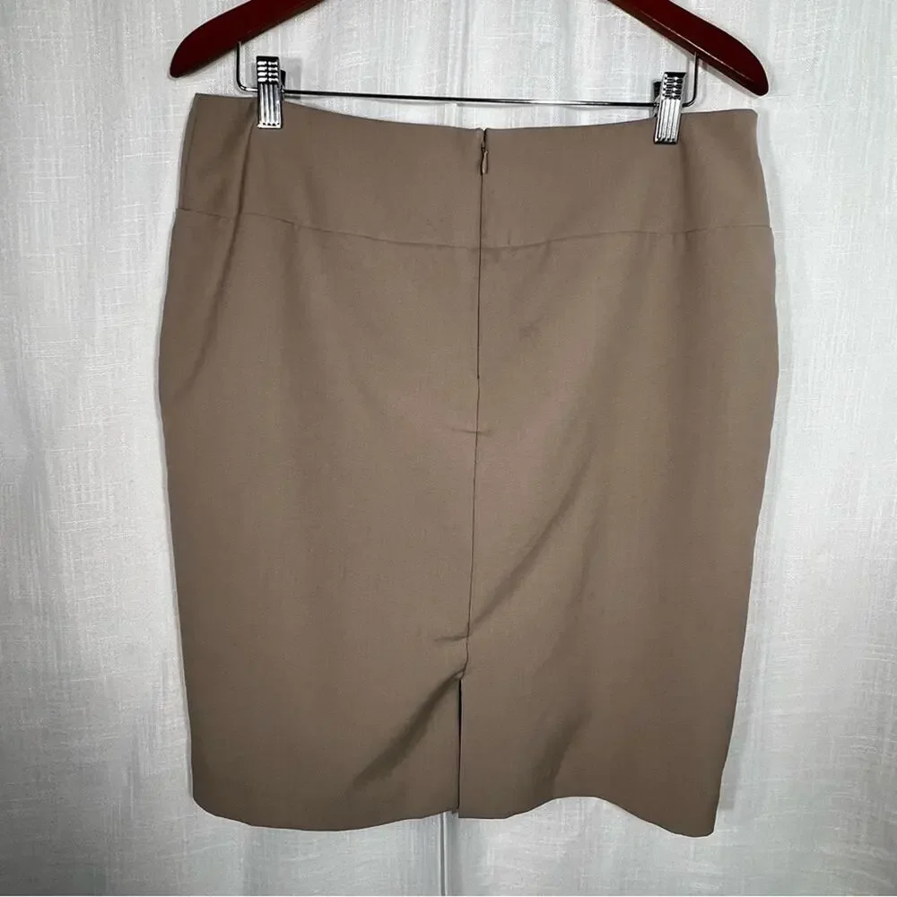 Ellen Tracy Classic Tan Pencil Skirt Size 12